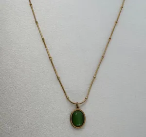 Green Crystal Pendant Necklace for Women thumbnail 1