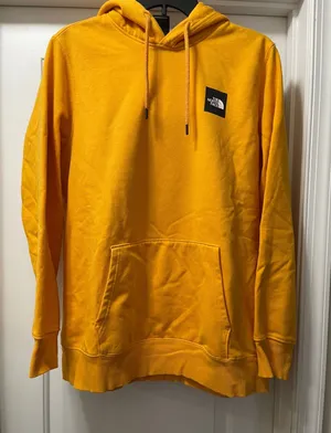 The North Face Womens‎ XL Yellow Hoodie Sweatshirt Pullover Logo Box thumbnail 1