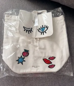 Nina Ricci Cream Canvas Tote with Colorful Patches thumbnail 1