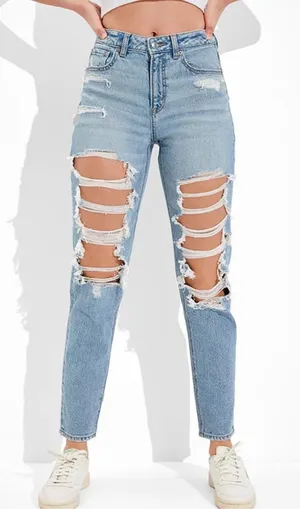 American Eagle Stretch Ripped Mom Jean High Waist 4041 Size 16 Short Streetwear‎ thumbnail 1