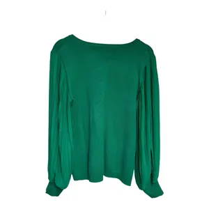 adrianna‎ Papell Green Pleated Sleeve V Neck Knit Top Blouse - L thumbnail 2