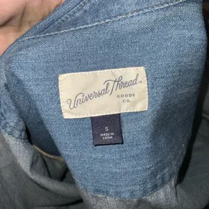 Universal Threads Blue Faded Button Down Raw Hem Belted Denim Casual Dress Small thumbnail 16