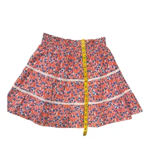 J. Crew Smocked Tiered Floral Mini Skirt – Red & Blue Summer Cotton (S) thumbnail 5