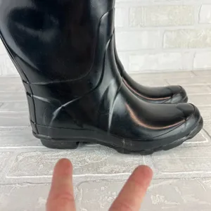 HUNTER Huntress Gloss Tall Rainboots Womens 8 Black Rubber Boots Wellington‎ 39 thumbnail 4