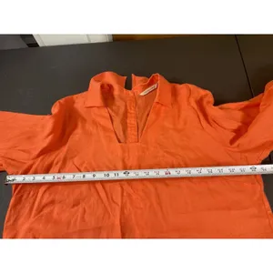 Soft Surroundings 1X Coral Orange 100% Linen Tunic Top Relaxed Back Buttons thumbnail 10