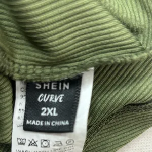 SHEIN Curve 2X Ribbed Long Sleeved Hoodie Maxi Dress in Olive thumbnail 8