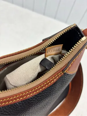 Dooney & Bourke Black with Brown Trim Pebble Leather Shoulder Bag thumbnail 8