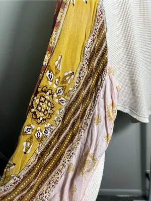 242. We The Free Free People Cream Thermal Boho Mixed Print Sleeve Top thumbnail 2