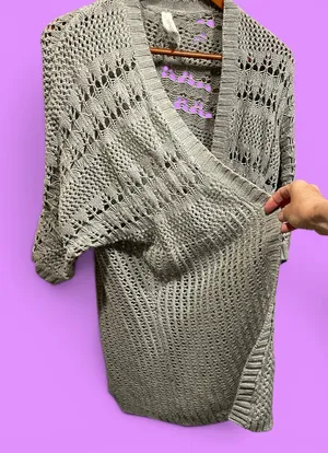Cute Aeropostale open weave stone cardigan slouchy coverup cotton festival thumbnail 1