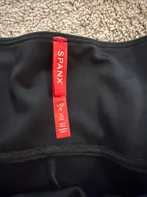 SPANX Faux Leather High-Waist Leggings - Black Athleisure Athletic Size: Large thumbnail 4