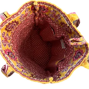 Vera Bradley Bali Gold‎ Tote Quilt Yellow Pink Monogram S thumbnail 4