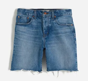 NWT Madewell Long Denim Shorts in Pedersen Wash 26 missing interior button thumbnail 6
