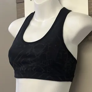 Free People Movement Black/Gray/Coral Abstract Pullover Zip-Up Sports Bra- Small thumbnail 2