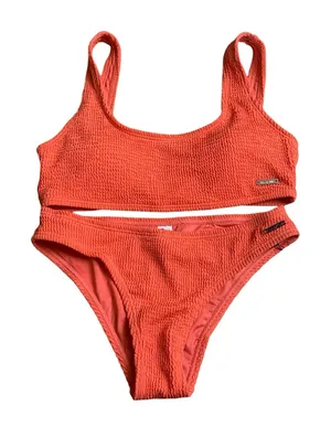 ZYIA size medium new muted peach ribbed Bikini Set orange two piece vaca travel thumbnail 1