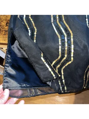 Vintage Evening mini dress Black Gold Heavy Sequin Formal Jacket Blazer Formal thumbnail 7