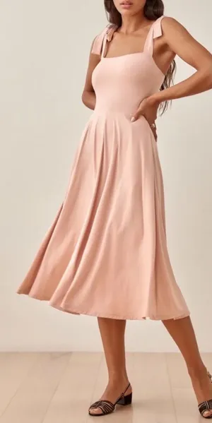 REFORMATION Edita dress‎ Midi In Serenade Blush Pink size Medium thumbnail 1