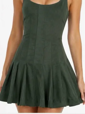 En Saison Delphine Faux Suede Pleated Fit and Flare Mini Dress‎ Size Small Fall thumbnail 1