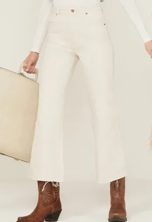 Rolla’s Eastcoast Crop Flare High Rise Salt Wash Sz 27 Off White thumbnail 1
