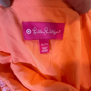 LILLY PULITZER Women's Size XL/TG‎ Mini Dress Coral Orange Pink Flounce Ruff thumbnail 2