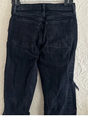 Abercrombie and Fitch the 90s Straight Low Rise Black Ripped Knees Jeans 27 4 thumbnail 5