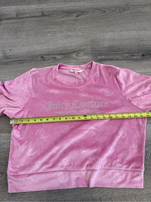Juicy Couture Pink Velour Rhinestone Logo Pullover Sweatshirt XL thumbnail 6
