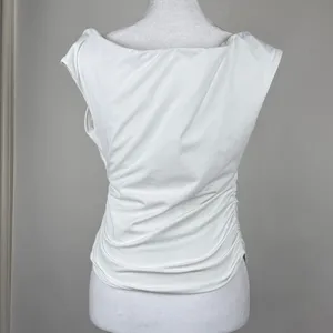 Trendy Queen Off The Shoulder Top Y2K Summer Shirts Double Lined White Large thumbnail 5