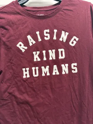 Nine West Burgundy Graphic Print 'Raising Kind Humans' T-Shirt Women's Size M thumbnail 2