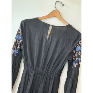 Blue Rain Black Floral Embroidered‎ Boho Tiered Mini Dress XS WS50897 thumbnail 11