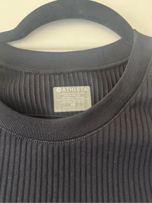 Athleta Black Ribbed Short Sleeve Crew Tee thumbnail 2