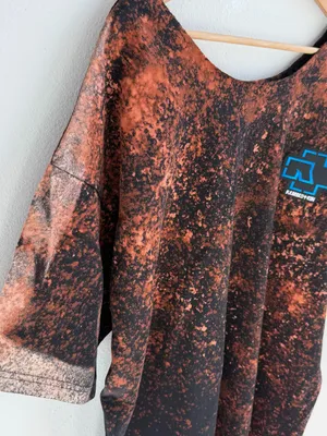 Custom Bleached Black & Brown Rammstein Graphic Off The Shoulder Tee thumbnail 5