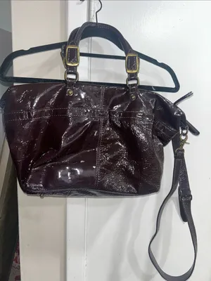 Trace of Kale Y2K Era Purple Crinkle Patent Leather Tote Bag thumbnail 3