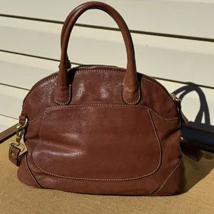 Talbots Rich Brown Leather Satchel with Gold Hardware thumbnail 3