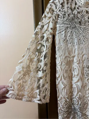 Free People North Star Sequin Lace Mini Dress in Ivory thumbnail 5