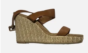 Style &‎ Co Wedge Sandals Womens 9M Brown Espadrille Ankle Strap Summer Boho thumbnail 1