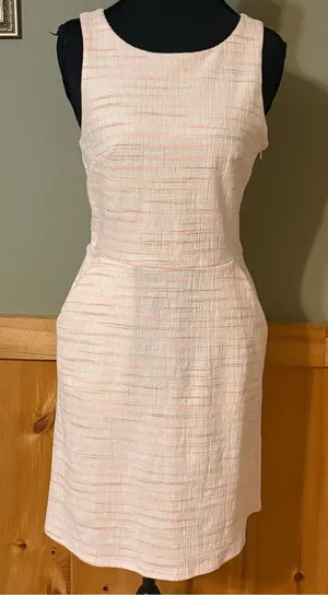 LOFT Textured Sleeveless Midi Dress Pockets Back Cutout Design size 2P NWT thumbnail 1