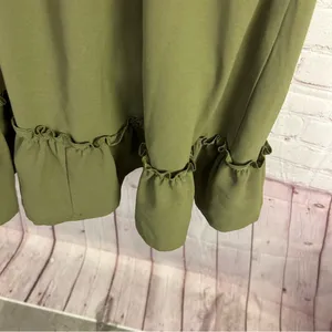 Grace Karin olive green high waisted fit and flare ruffle dress size Small retro thumbnail 3