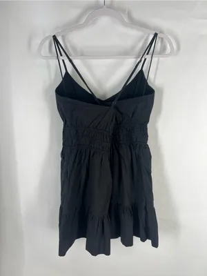 Anthropologie Somerset Tier Spaghetti Strap Mini Dress Black Size L thumbnail 5
