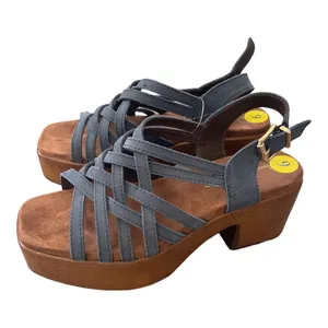House Of Harlow 1960 Georgia Platform Wedge‎ Sandal Platform 9 Blue Leather thumbnail 1