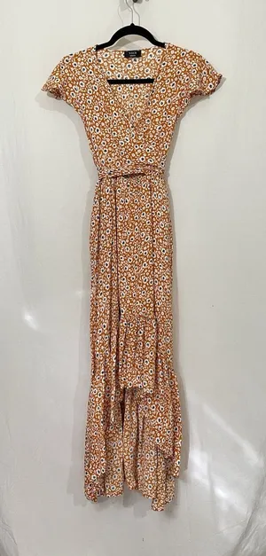 Vici Kissed By The Sun High Low Pocketed Tie Maxi Sz Medium Dress thumbnail 1