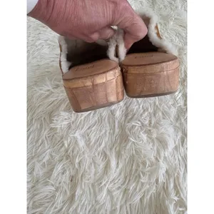 Beek Anthropology Suede‎ Clogs Shearling Lined Wooden Platform Slip On Mules thumbnail 6