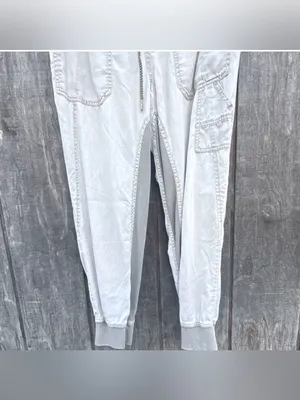 Anthropologie Women Gray Solid Jogger Pants Tapered Elastic Waist Pockets Sz M thumbnail 3