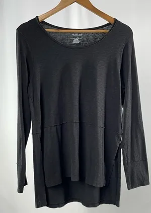Rachel Zoe Long Sleeve‎ Scoop Neck Side Slit Top in Black Size Large thumbnail 1