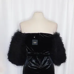 NWT!! ZARA Black Velvet Dress Ruffled Tulle Sleeves Rhinestone Party Cocktail thumbnail 10