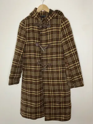 Zara Wool Blend Long Plaid Retro Hooded Trench Coat thumbnail 1