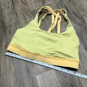 Lululemon Energy Bra Butter Yellow Strappy Cross Back Gym Sports Bra 4 thumbnail 5