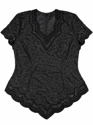1980’s Beaded Blouse Black Size M thumbnail 1