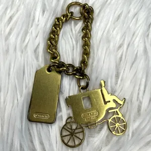 Vintage COACH y2k Carriage Brass Hangtag Bag Charm Key Fob thumbnail 2