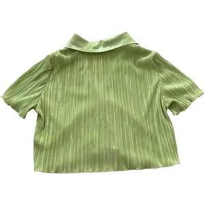 Peppermayo Sundowner Cropped Shirt Pleated Satin Lime Green Women's US Size 8 thumbnail 5