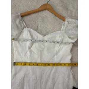 Lulus Sweetest Behavior White Embroidered Puff Sleeve Midi Dress Size Medium thumbnail 9