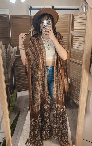 Brown boho duster thumbnail 3